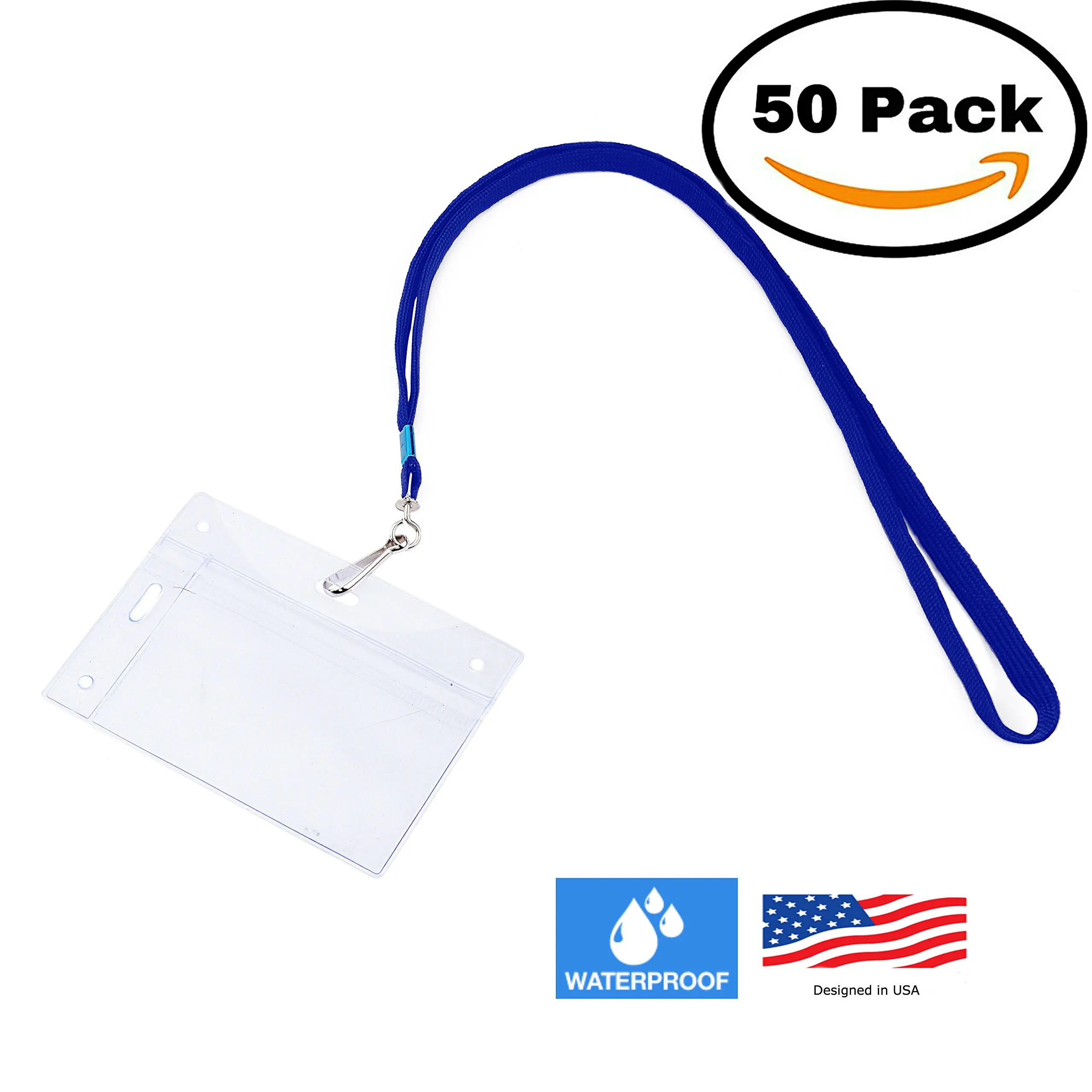 Name Tag Badge Id Card Holders 50 Pack Clear Plastic Vertical Premium ...