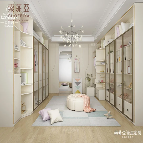 Suofeiya Luxury Walk In Closet Glass Door Walk In Closet System