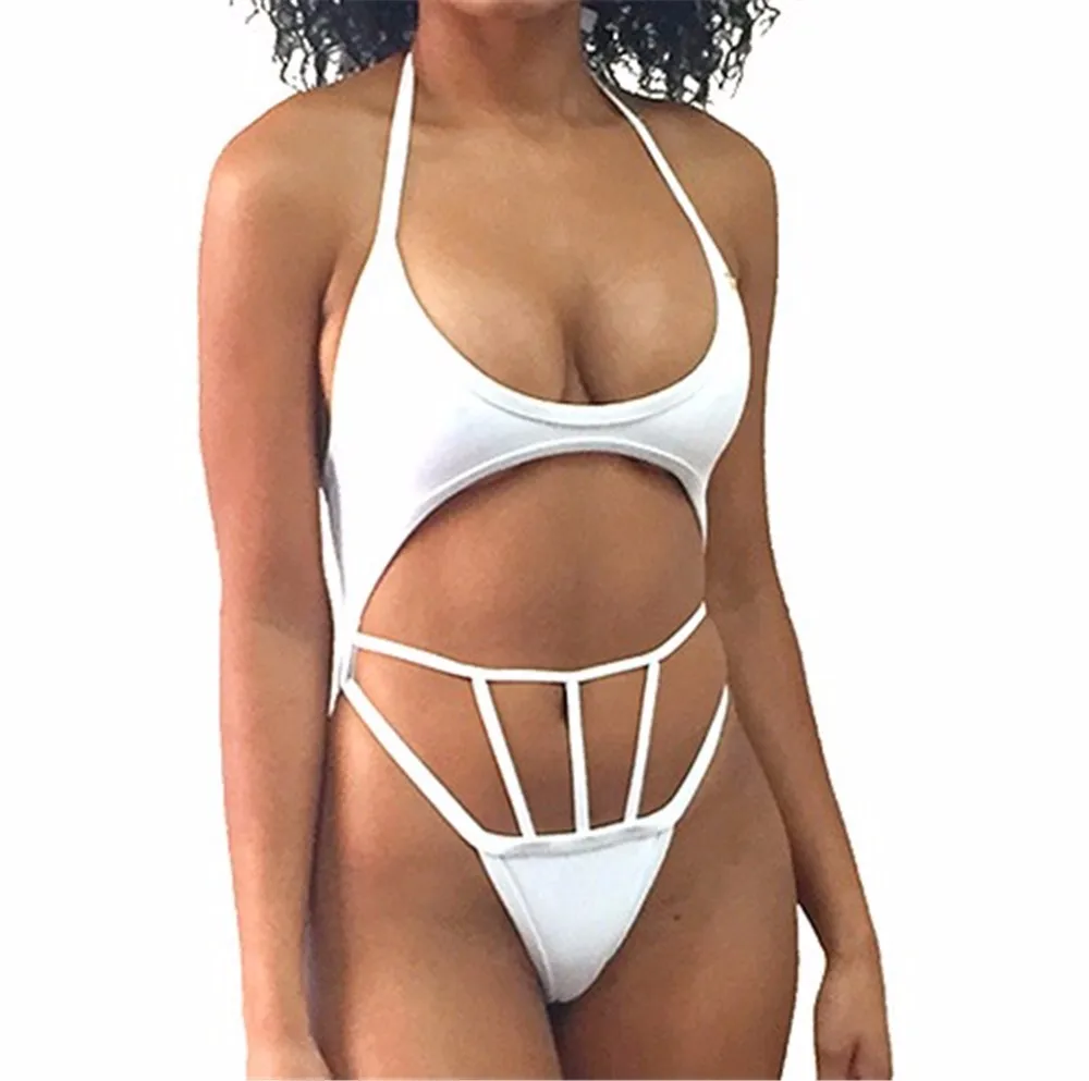 Summer One Piece Black Swimwear Bikini No Padding Swimsuit Women