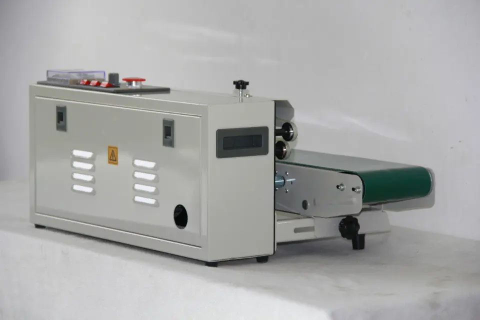 Continuous Plastic Bag Sealing Machine Date Code Heat Shrinking Sealer