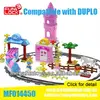 FUNLOCK Duplo Battery Operated Princess Castle Train Set Children Plastic Building Blocks for Girl