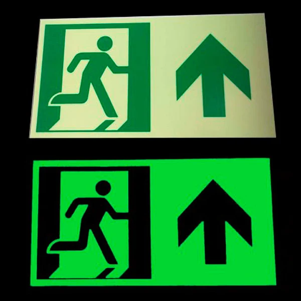Glow In The Dark Luminescent Safety Signs Sticker Fire Emergency Exit Adhesive 