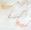 Custom Personalized 925 Sterling Silver Script Name Word Hope Charm Bracelet For Women