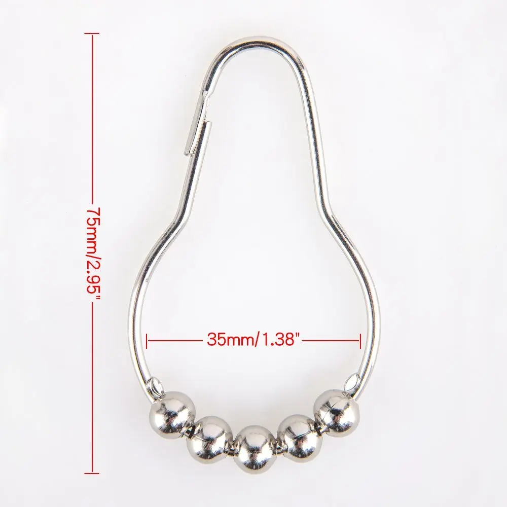 Stainless Steel Shower Curtain Tie Back Hooks Rings For Bathroom Shower