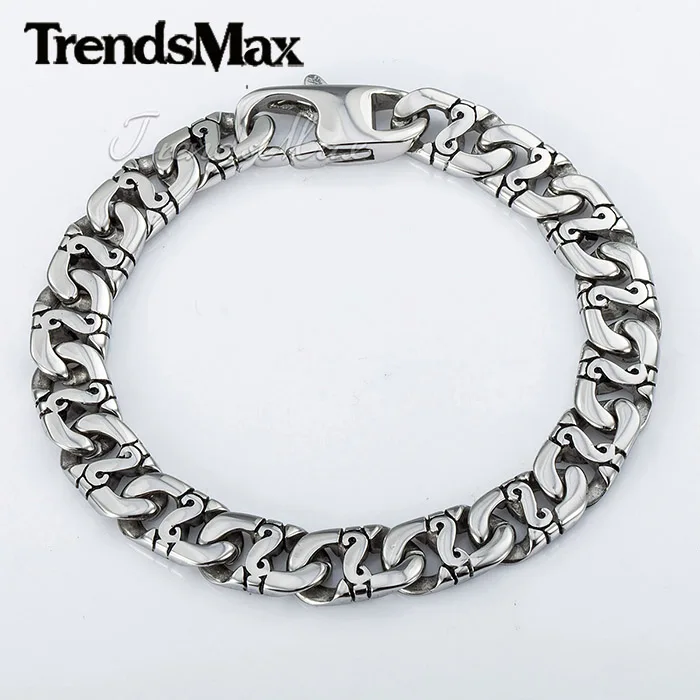 Customized 9 5mm Marina Biker Silver Tone 316L Stainless Steel Bracelet Mens Boys Chain Bracelet Wholesale
