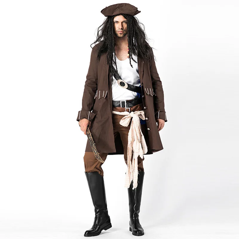  Wholesale  New Fashion Halloween Party Men Pirate  Costume  