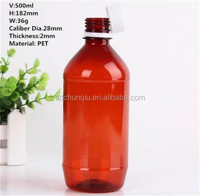 500ml Pet Cheap Uvproof Plastic Bottle Amber Liquid Measuring