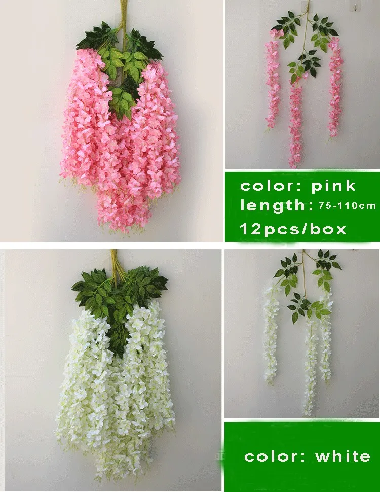 Hanging Long Stem Faux Artificial Wisteria Flower For Wedding