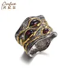 New Design Antique Look 925 Silver Jewelry Garnet Ring Gold Plated Jewelry