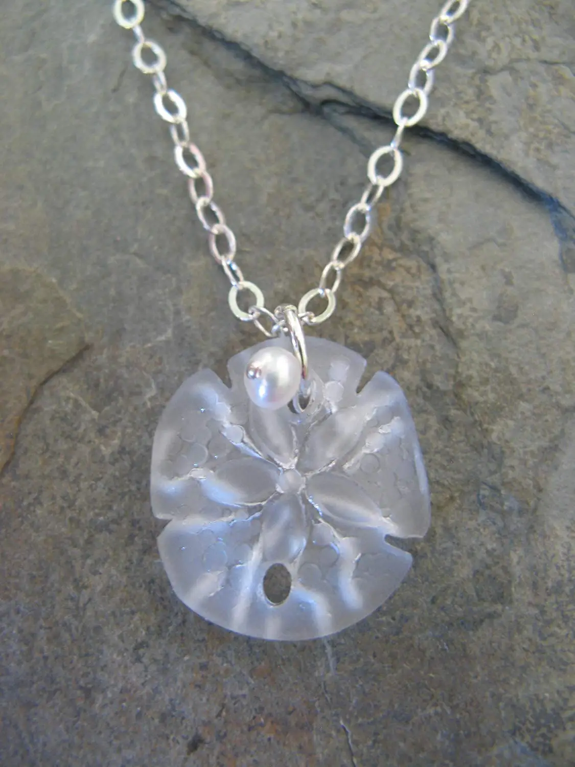 Sterling Silver Girls .8mm Box Chain 3D Sand Dollar Pendant Necklace