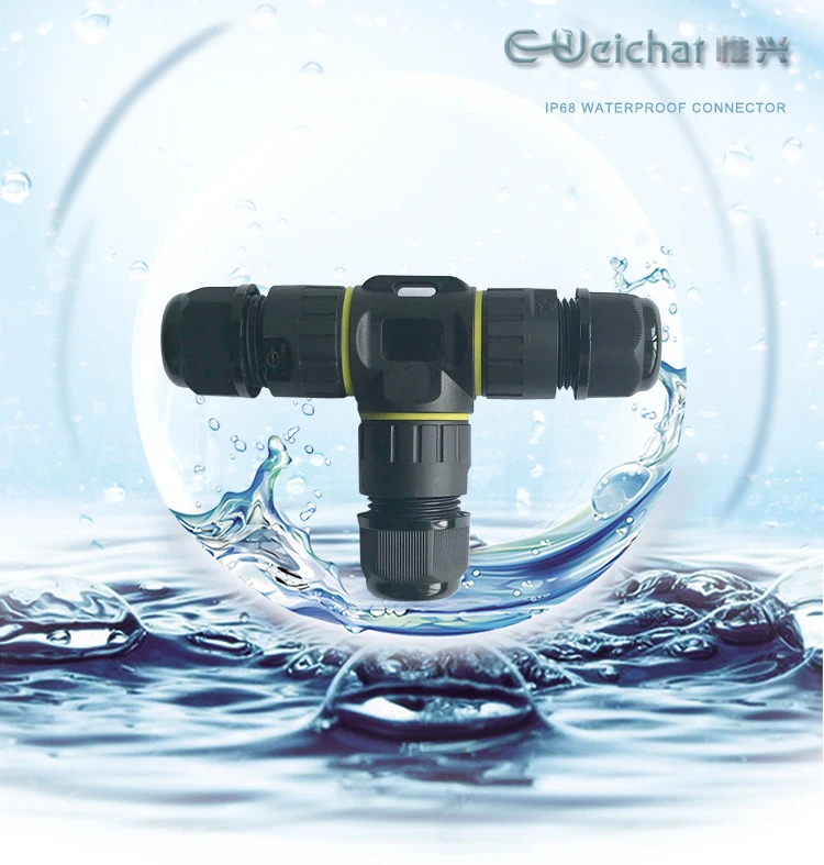 Quick Connect 3 Pin 4 Pin Electrical Power Ip68 Waterproof T Shape