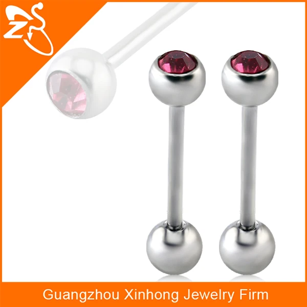 Hovanci Barbell Stainless Steel Tongue Barbell,Acrylic Ball Piercing