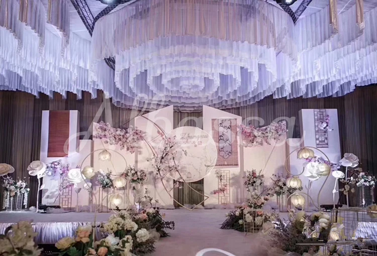 New Design S Sharped Wedding Ceiling Drape Wedding Stage Backdrop