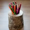 Custom natural wood desk pencil holder, rustic wooden pen holder