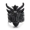 Self defense mens jewelry retro animal sheep head ring