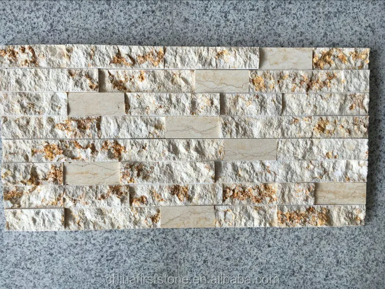 Natural Gold Culture Stone  Cream Beige Marble Exterior Wall Cladding