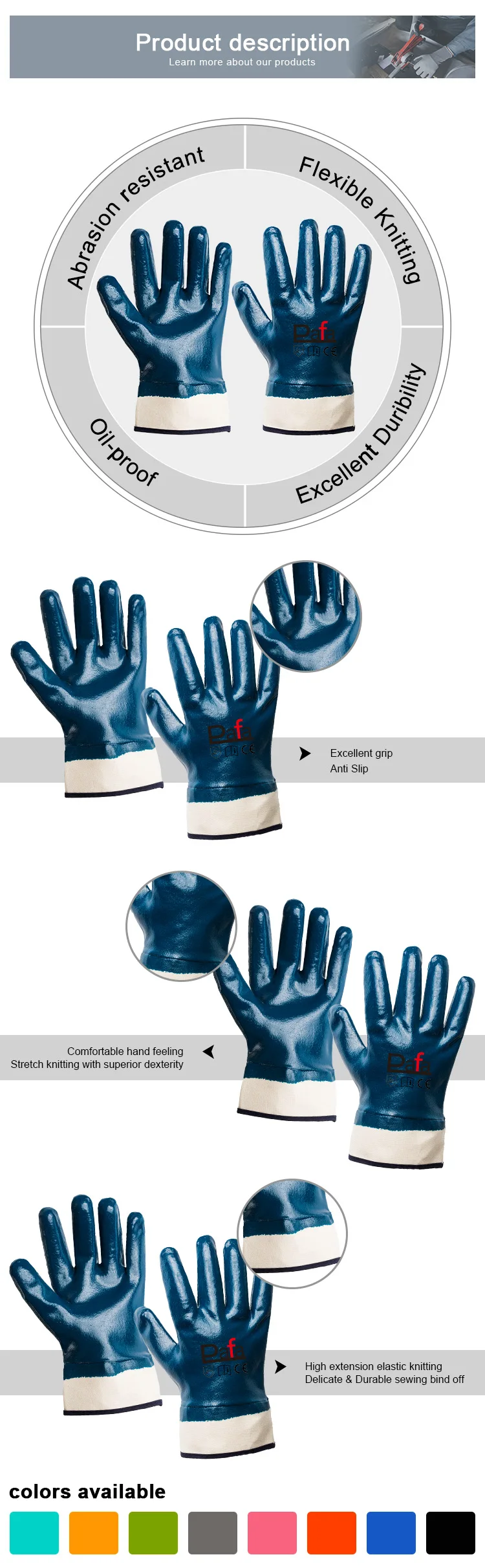 Safety Canvas Cuff Construction Protective Working Nitrile Gloves Buy