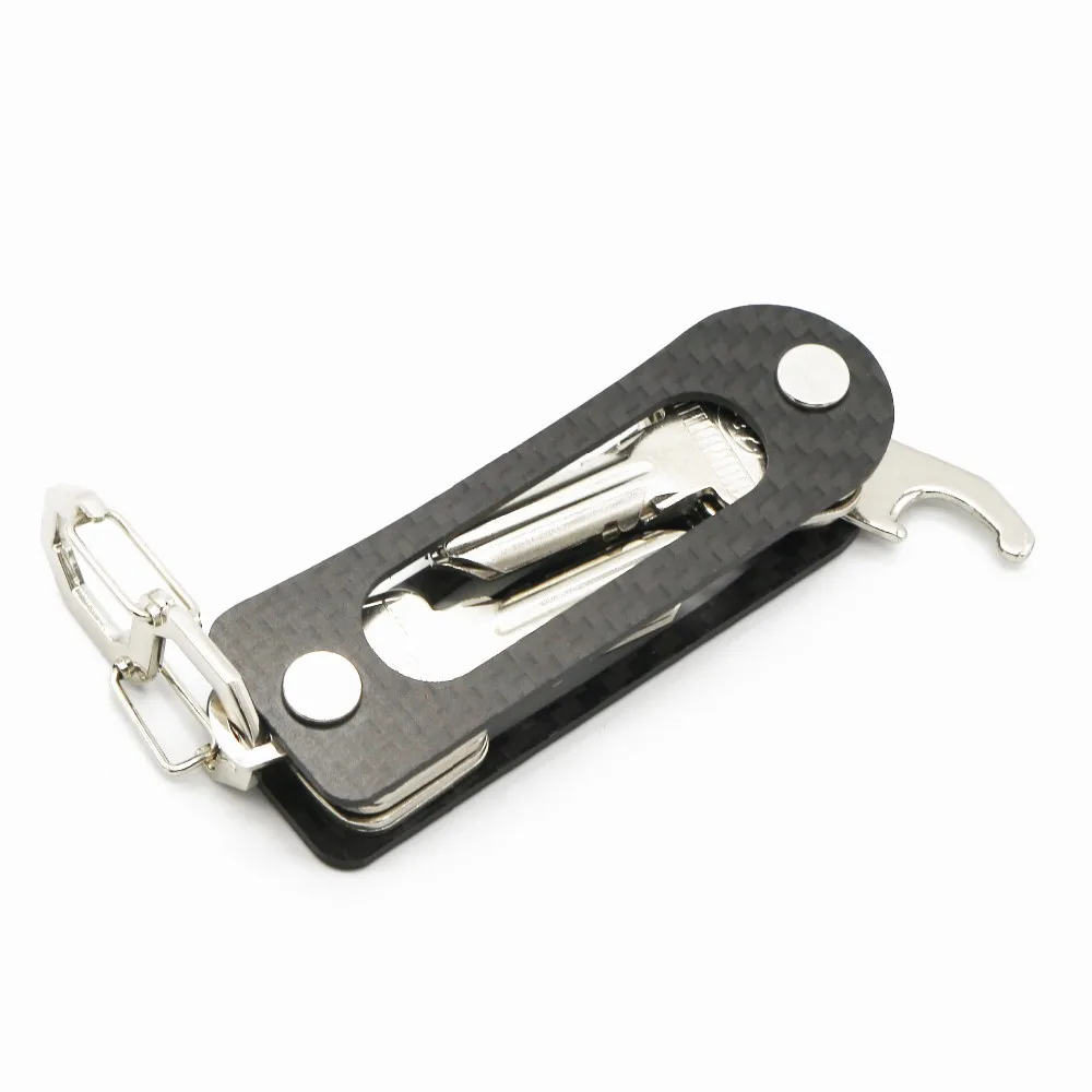 Compact Keyholder Smart Carbon Fiber Key Holder Organizer Keys Keychain