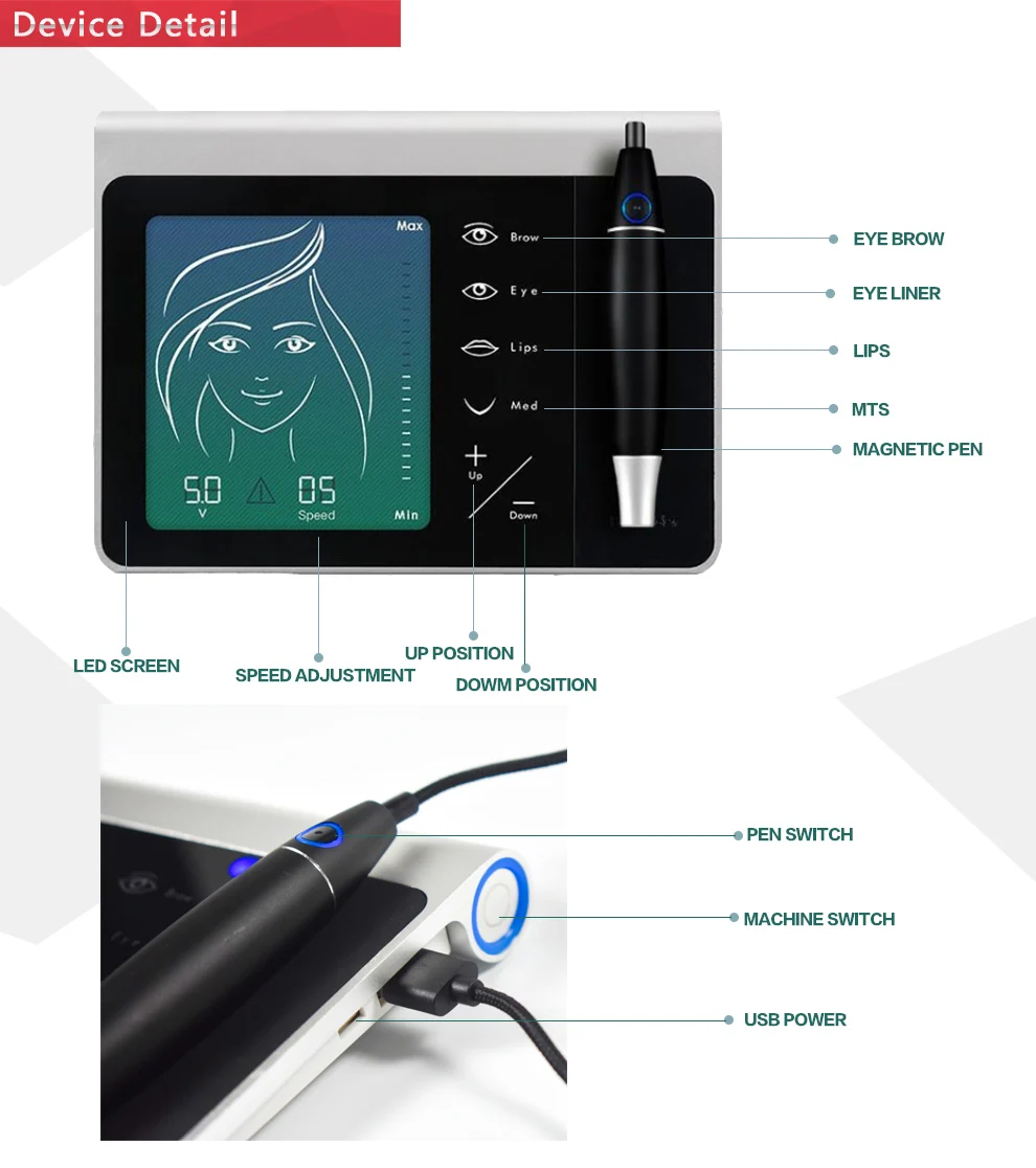 New Tattoo Gun Professional Multifunctional Portable Rechargeable Led