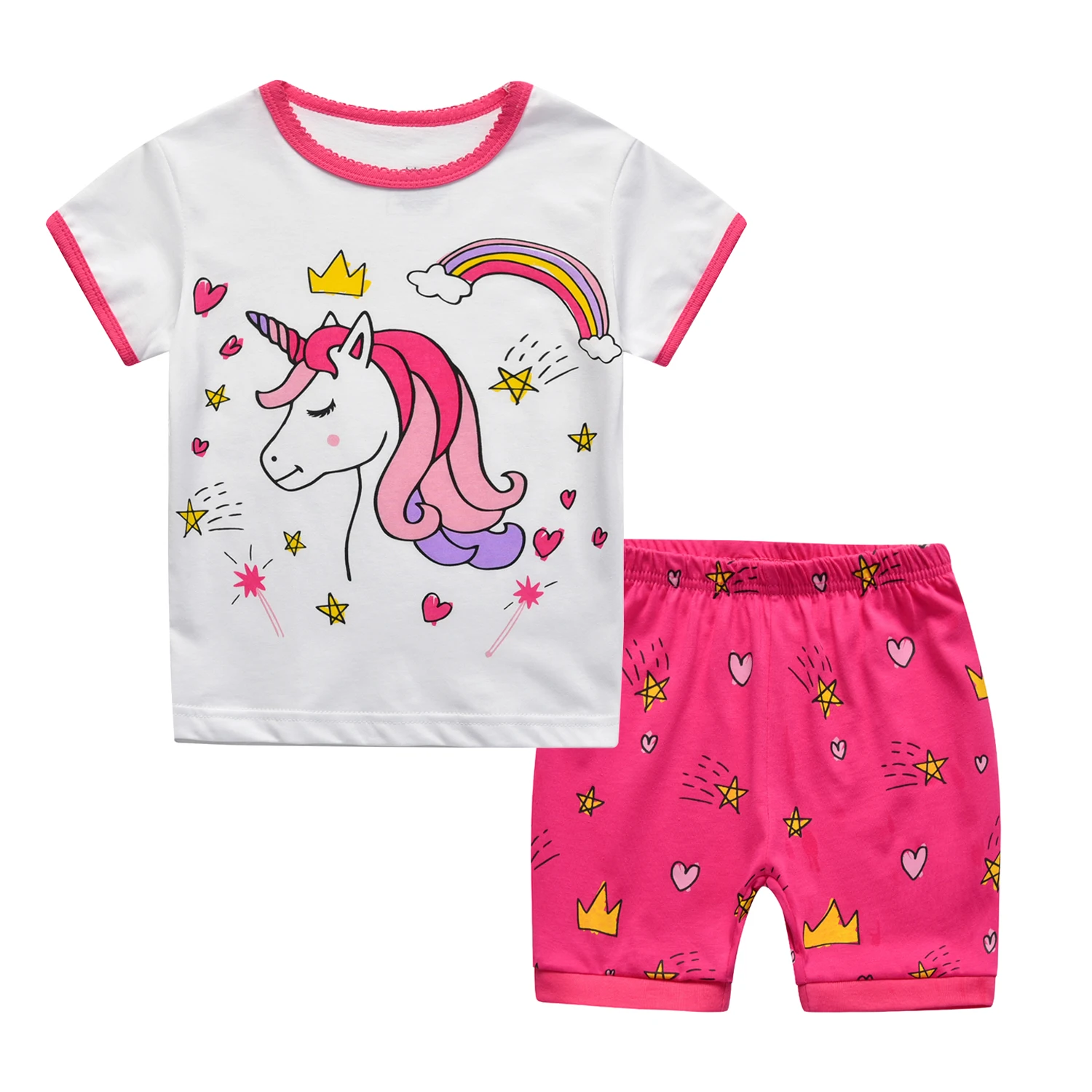 100% Cotton Cute Unicorn Children Girls Homewear Pajamas Sets For Kids ...