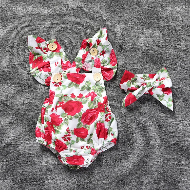 Infants & Toddlers Clothing Cotton Sweet Flower Baby Clothes/ Baby Rompers + Hair Band Buy