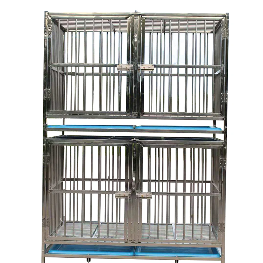 Wholesale Heavy Duty Stainless Steel Dog Cage,Large Double Foldable Dog