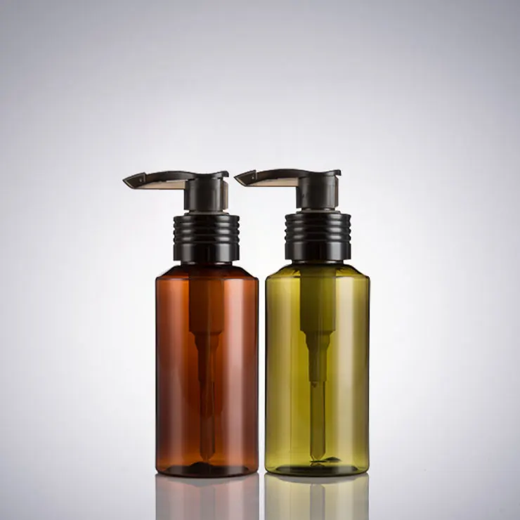 Download 100ml Tea Green Pet Plastic Bottle With Black Lotion Pump ... Yellowimages Mockups