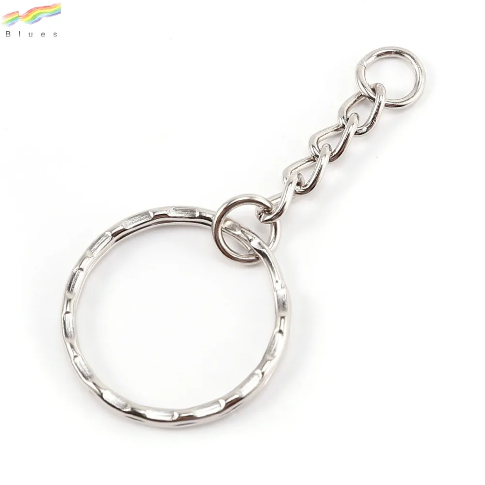 Metal Keyring Blanks Silver Nickel Key Chain Findings Ripple Ring 4