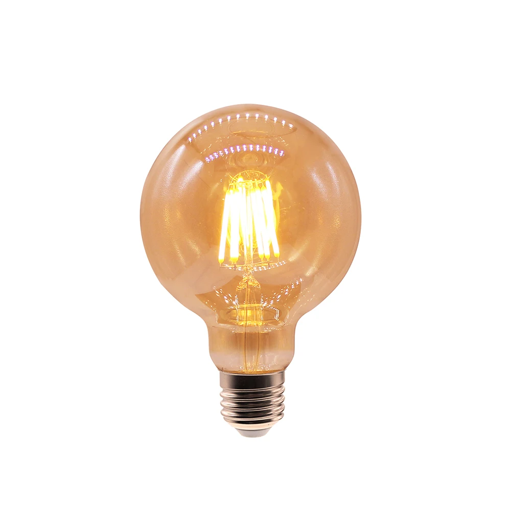 warehouse use 2W 4W 6W 8W led filament G80 G95 G125  amber bulb  LED filament lamp E27 B22 dimmable