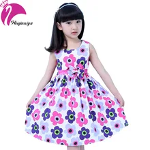 New Design Summer 2016 Girl Dress Cotton Sleeveless Pastorale Flower Kid Sundress Party Birthday Girls Clothes