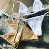 Hot Sale Popular NO PAD Triangle Top Ties Smocked Brazilian Cut Bikini