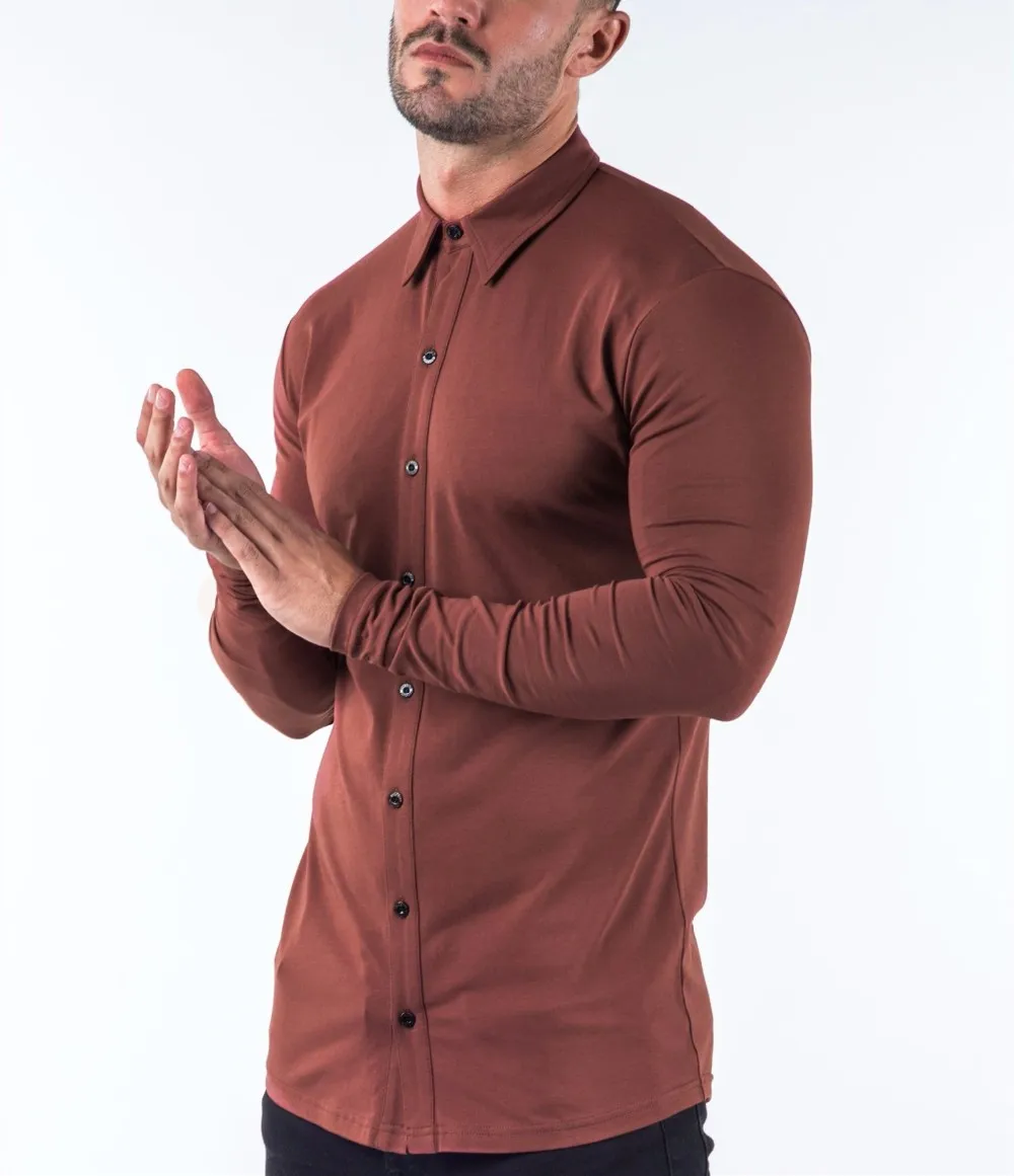 long sleeve muscle fit polo