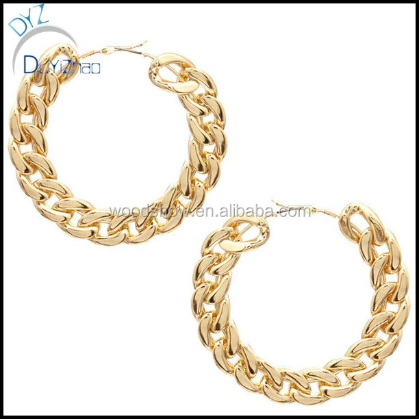 China Hip Hop Style Earrings Products Find New Hip Hop Style Fashion Gold Silver Cuban Link Chain Hoop Earrings