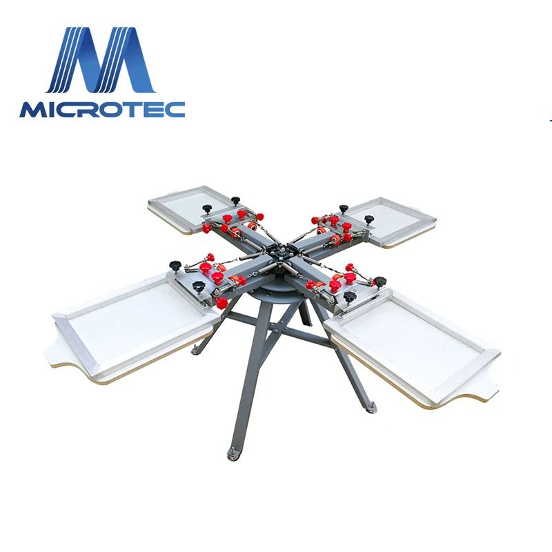 4箇所シルクスクリーン印刷機 本体 4色4ステーションシルクスクリーン印刷マニュアルテキスタイル