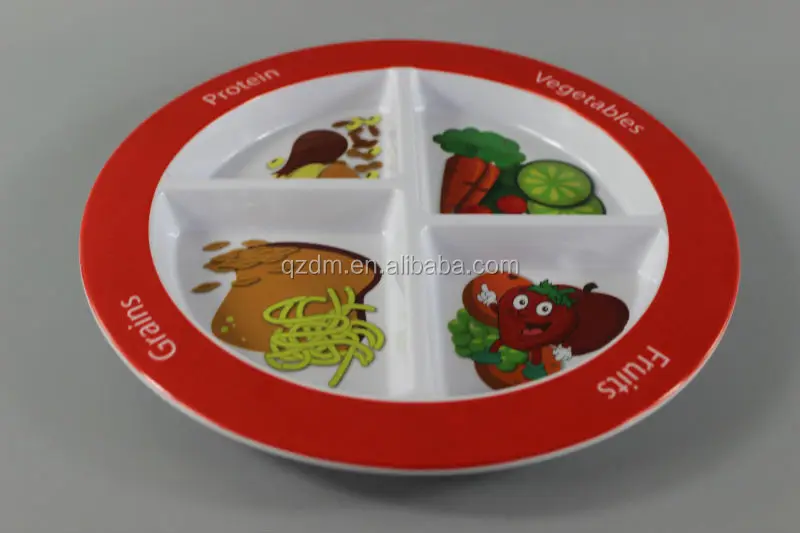 9inch Melamine 4 Divide Dish Plastic Food Section plate