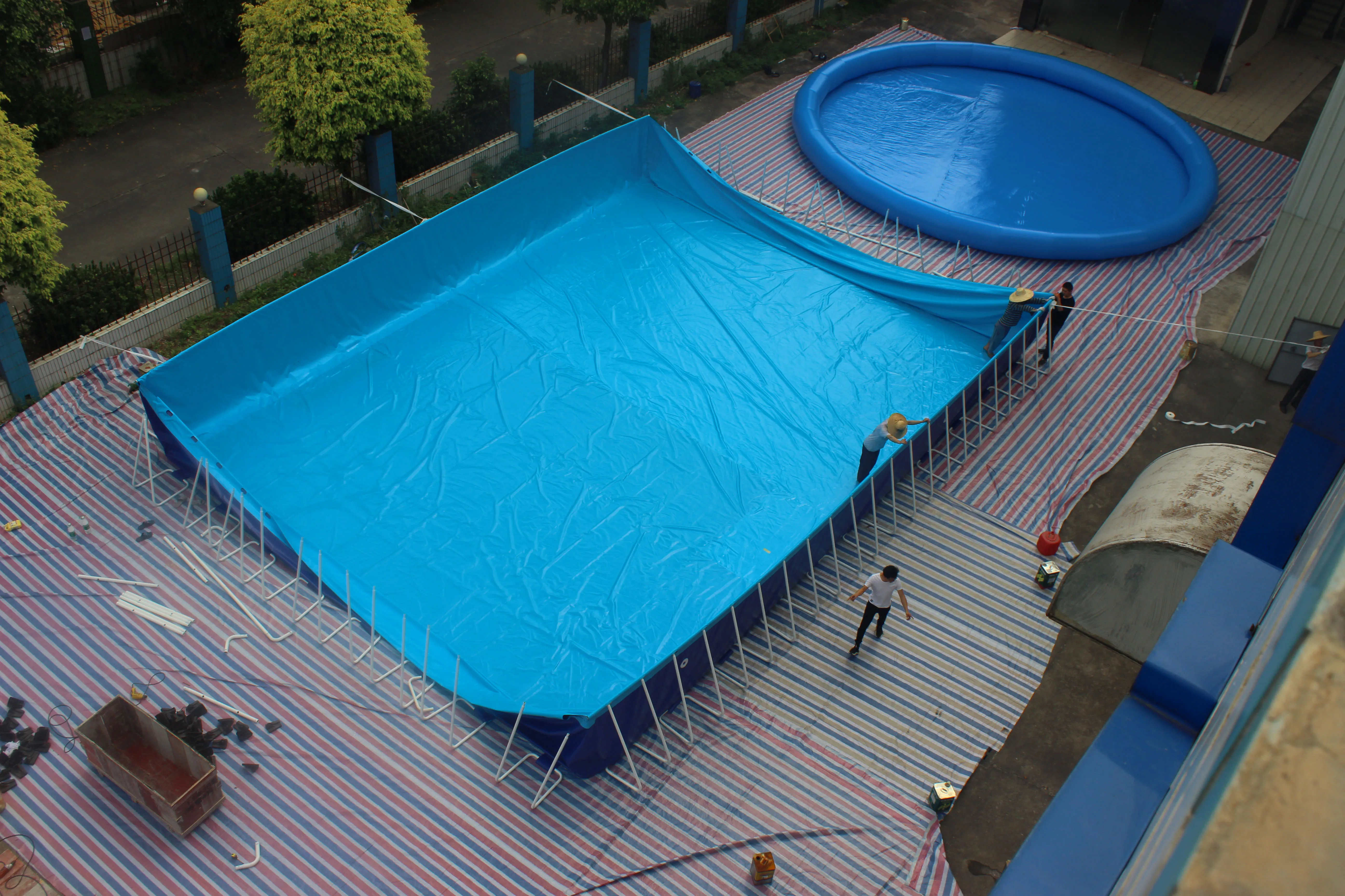 夏季室外金属钢架游泳池设备