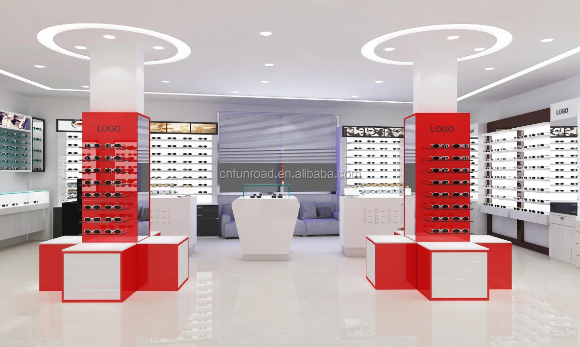 Factory sale optical shop decoration wooden sunglasses display shelf