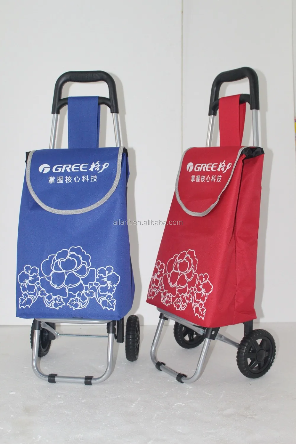 Orange Polyester Fabric And Folding Personal Supermarket Trolley Cart