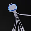 OEM LOGO LED light multi port portable colorful USB charging cell phone split cable good gift