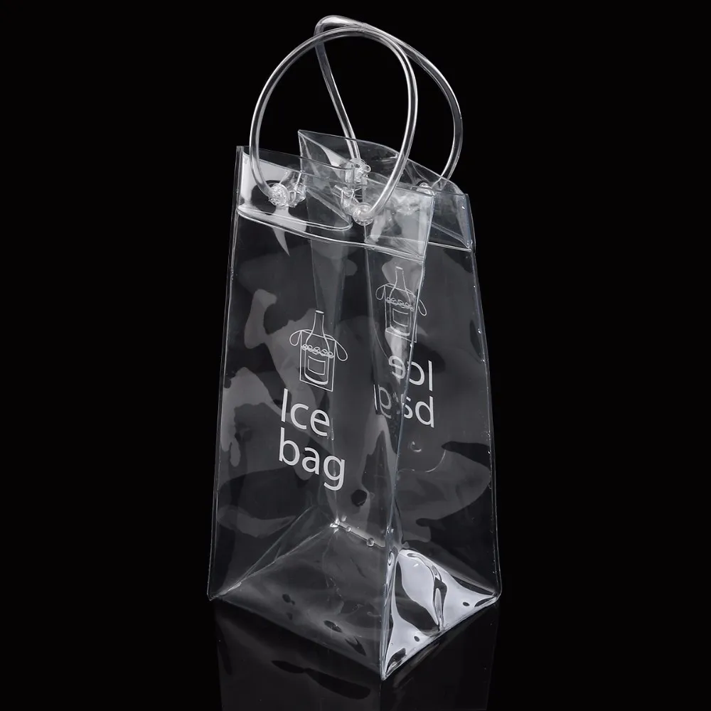 Durable Blue Plastic Wine Bag With Strong Handle Champagne Wine Cooler