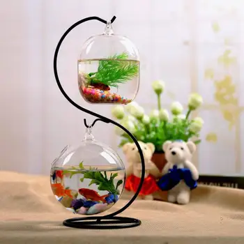 Hanging Small Fish Tank Mini Cylinder Desk Creative Glass Small