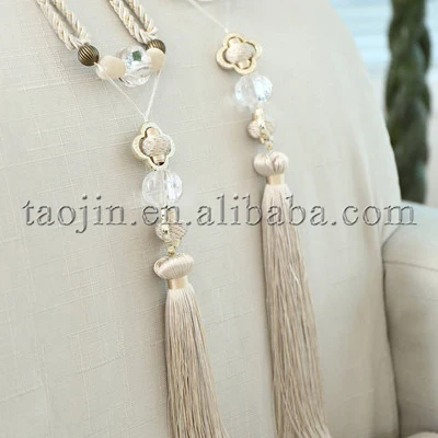 
Thin Rope Straps Connection Tassel Tieback With Beads 