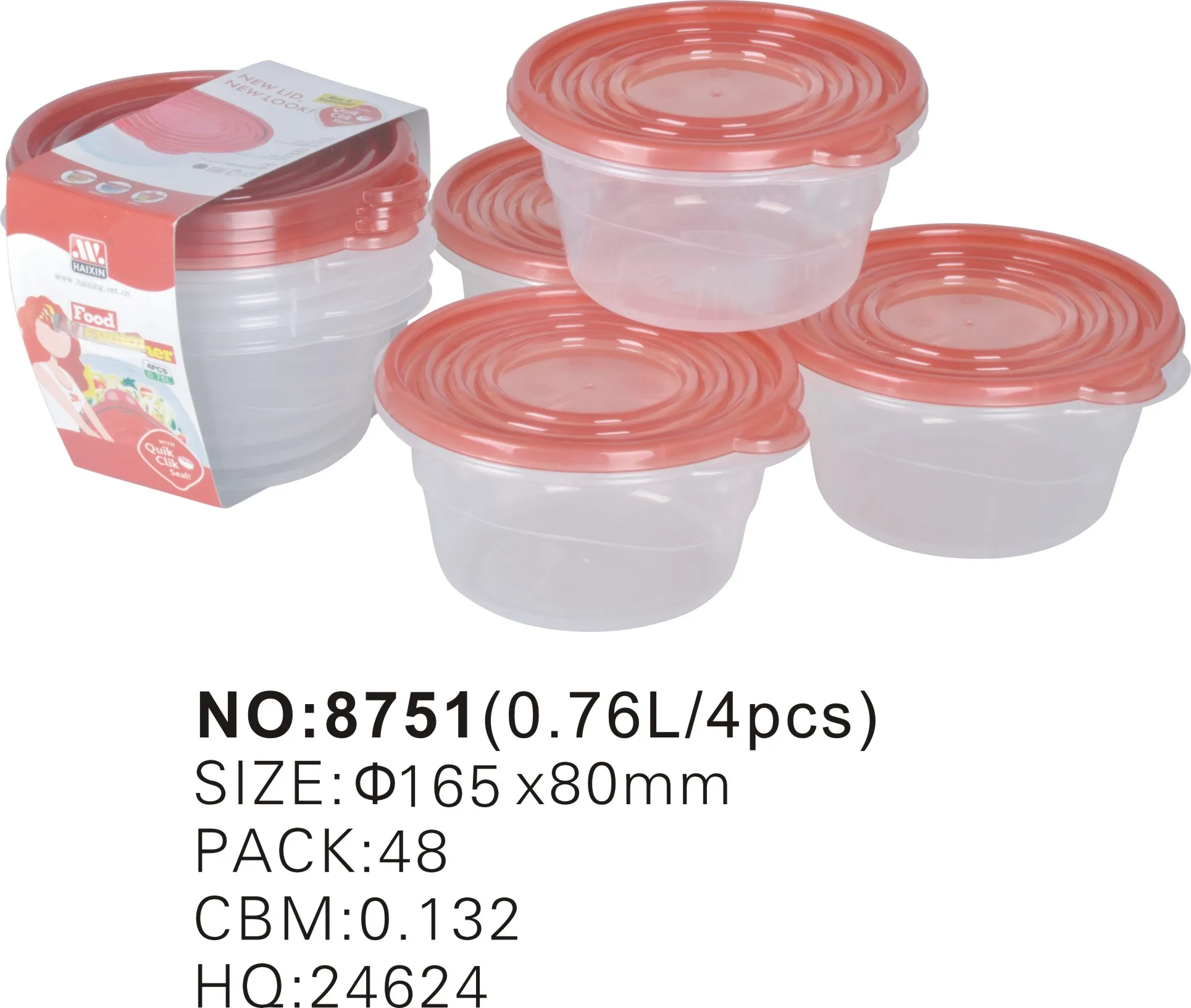 Clear Plastic Takeaway Food Container With Lid 0.76l 4pcs Set With