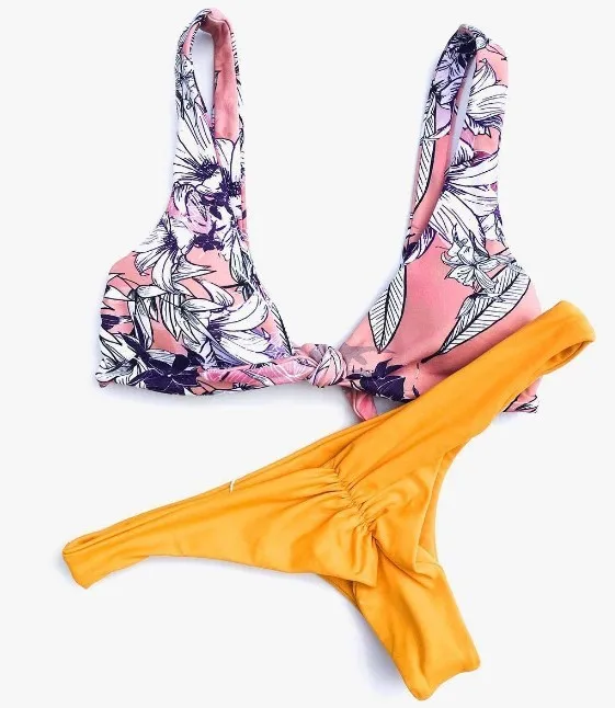 Custom Design Bikini Manufacturers Recycled Fabric High Cut Tiny Cheeky