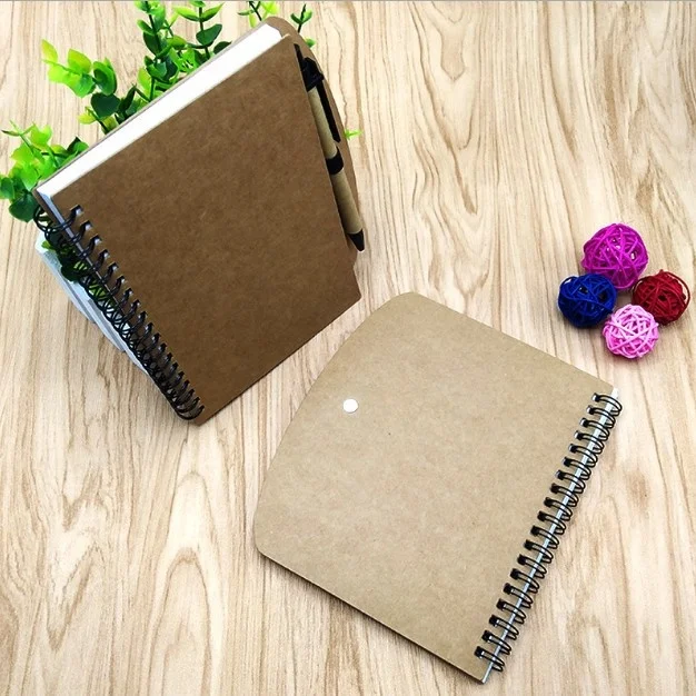 
Competitive Price bulk Office and School Supplies left handed craft Paper Cover Spiral Notebook with Pen holder 