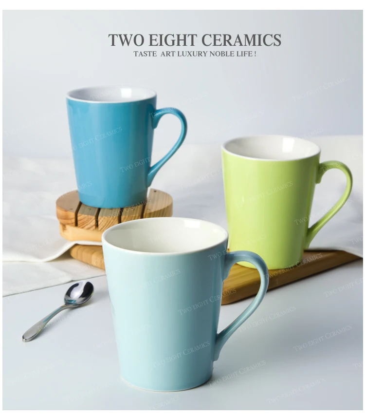 Cafe lounge use color plain ceramic crockery tableware coffee mugs