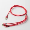 navy 1m Mobile Phone Usb Charging Cable Nylon Cord 3 in 1 usb cable