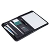 A4 size PU leather zipper document portfolio file folder with notepad