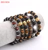 New desgin stainless steel Skeleton skull natural stone stretch bracelet for men