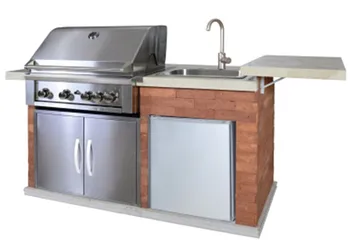 American Kitchen With Island Bbq Grill Built In Kitchen ...